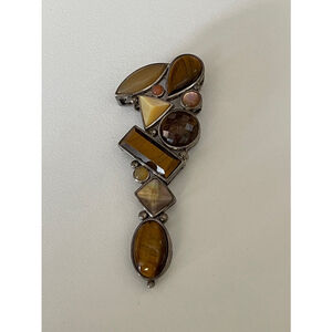 Vintage wk 925 sterling multi semi precious stone pendant